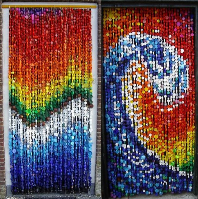 Bottle Caps Colorful Curtain