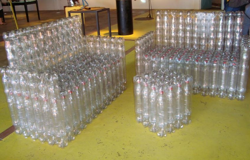 chairs and tables using plastic bottles